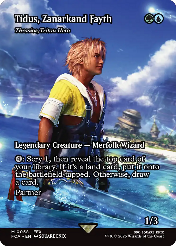 Thrasios, Triton Hero (FCA-058) - FINAL FANTASY: Through the Ages / Tidus, Zanarkand Fayth (Borderless) Foil