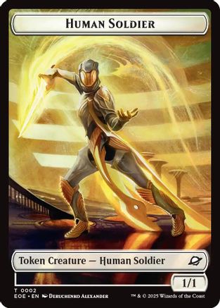 Human Soldier // Lander (0007) Doubled-Sided Token (EOE-2 // 7) - Edge of Eternities Foil