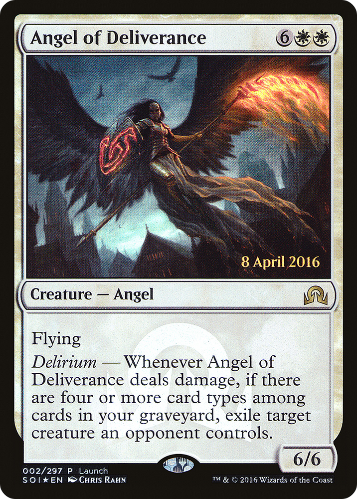 Angel of Deliverance (Prerelease) [Shadows over Innistrad Promos]
