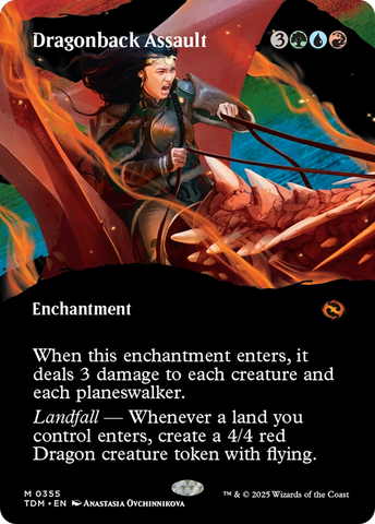 Dragonback Assault (TDM-355) - Tarkir: Dragonstorm: (Showcase, enchantment) (Borderless)