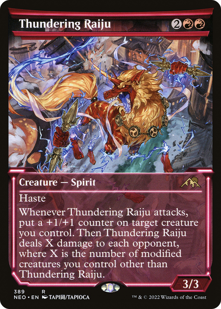 Thundering Raiju (Showcase Soft Glow) [Kamigawa: Neon Dynasty]
